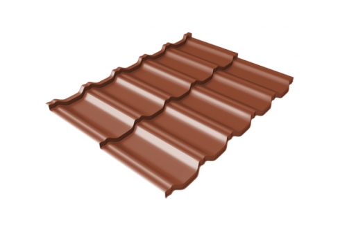 Металлочерепица модульная квинта Uno c 3D резом 0,5 PurLite Мatt RAL 8004 терракота | Металлобаза Волхонка