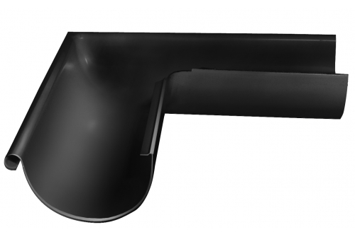 Угол желоба внешний Grand Line 90 гр 125 мм RAL 9005 черный | Металлобаза Волхонка