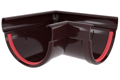 Угол желоба 90 град.Дизайн 135 ПВХ Grand Line шоколадный (RAL 8017) | Металлобаза Волхонка