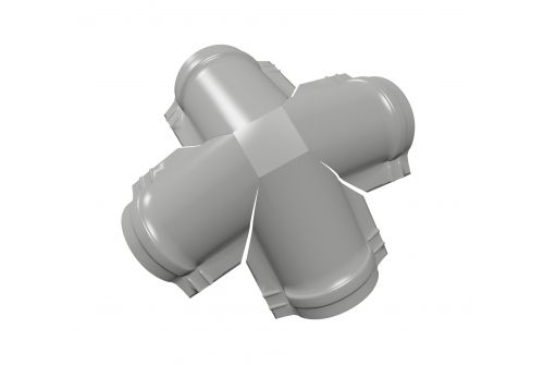 Четверник конька полукруглого Satin с пленкой RAL 9006 бело-алюминиевый | Металлобаза Волхонка