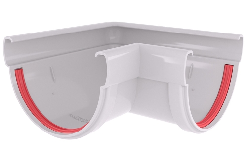 Угол желоба 90 град.Дизайн 135 ПВХ Grand Line белый (RAL 9003) | Металлобаза Волхонка