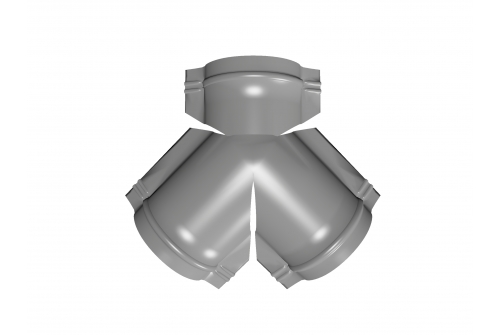 Тройник Y конька полукруглого Satin с пленкой RAL 9006 бело-алюминиевый | Металлобаза Волхонка