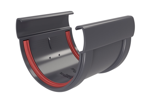 Соединитель желобов Дизайн 135 ПВХ Grand Line графит (RAL 7024) | Металлобаза Волхонка