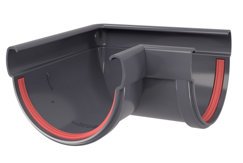 Угол желоба 90 град.Дизайн 135 ПВХ Grand Line графит (RAL 7024) | Металлобаза Волхонка