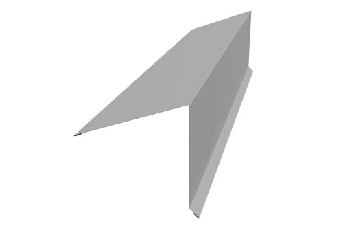 Планка конька односкатной кровли Grand Line 180x160 0,5 Satin с пленкой RAL 9006 бело-алюминиевый | Металлобаза Волхонка