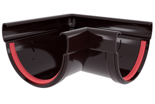 Угол желоба 90 град.Дизайн 135 ПВХ Grand Line коричневый (RR32) | Металлобаза Волхонка