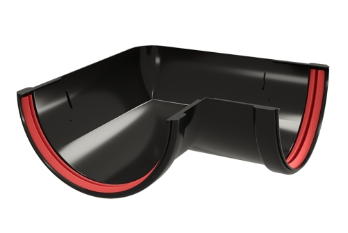 Угол желоба 90 град.Классика 120 ПВХ GL черный (RAL 9005) | Металлобаза Волхонка